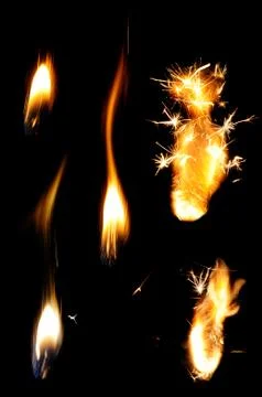 Set of flames Stock Photos