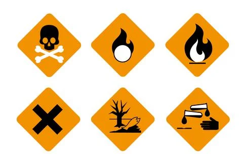 Set of flammabl chemicals Stock Illustration
