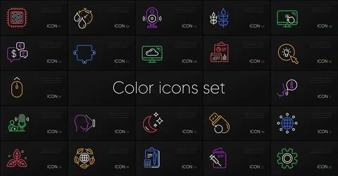 Set of Flash memory, Face id and Service line icons. For design. Vector Stock Illustration