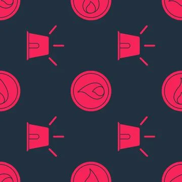 Set Flasher siren and Fire flame on seamless pattern. Vector Stockillustratie