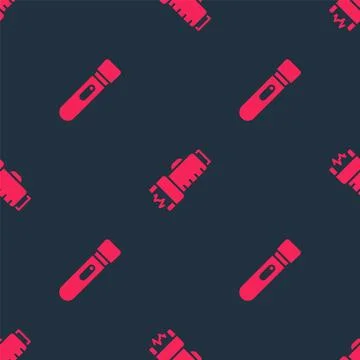 Set Flashlight and Police electric shocker on seamless pattern. Vector 库存插图