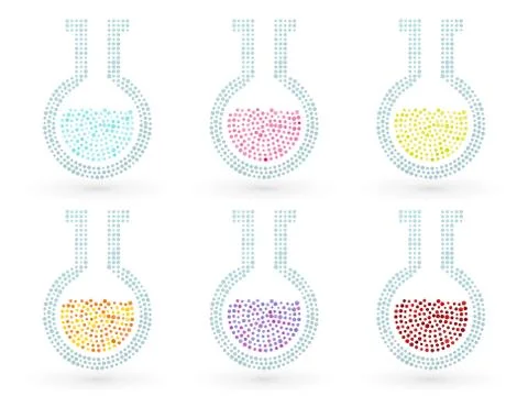 Set of flasks with chemicals in a laboratory Stock Illustration