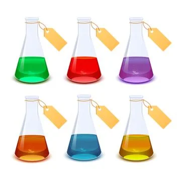 Set of flasks with labels Illustrazione stock