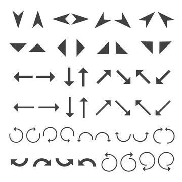A Set of Flat Arrow Icons on White Background Stock Illustration
