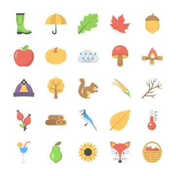 Set Of Flat Autumn Icon Stock Illustration