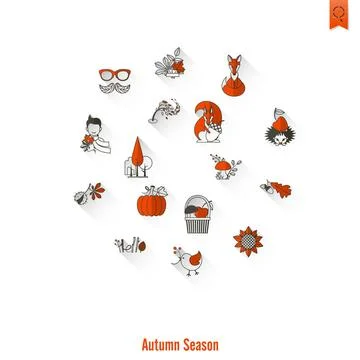 Set of Flat Autumn Icons Set of Flat Autumn Icons. Simple and Minimalistic... Stock Photos