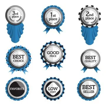 Set of flat badges with text. 스톡 일러스트