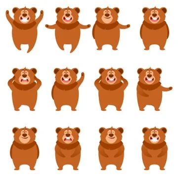 Set of flat bear icons Stock Illustration