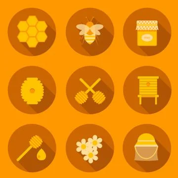 Set of flat beekeeping icons Stock Illustration