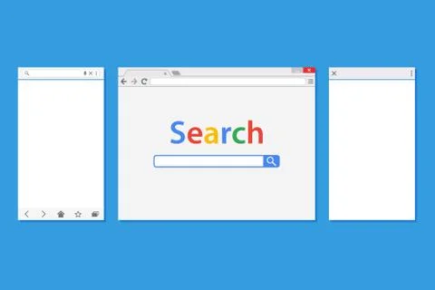 Set of Flat blank browser windows for different devices. Vector. Computer, ta Stock Illustration