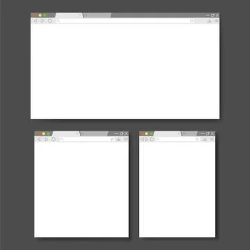 Set of Flat blank browser windows for different devices isolated on white bac Stock Illustration