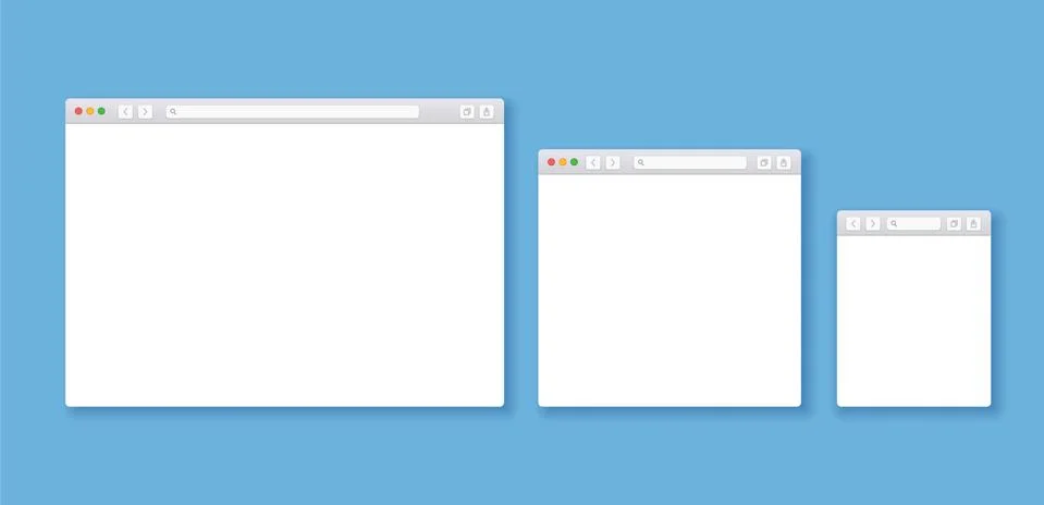 Set of Flat blank browser windows for different devices. Vector. Vector Stock Illustration