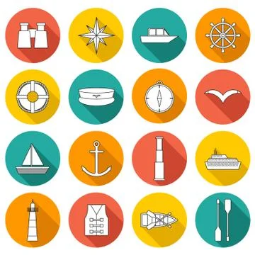 Set of  flat boating icons Stock Illustration