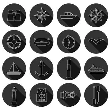 Set of  flat boating icons Stock Illustration