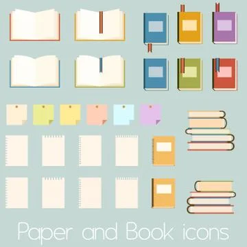 Set of flat book icons Stock Illustration