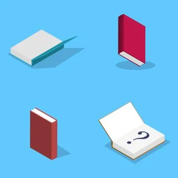 Set of flat books in 3D, vector illustration. Illustrazione stock