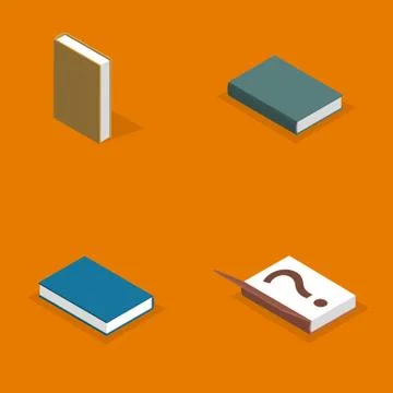 Set of flat books in 3D, vector illustration. イラスト素材