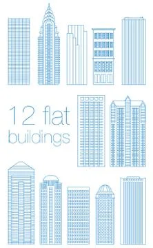 Set flat building city Stock Illustration