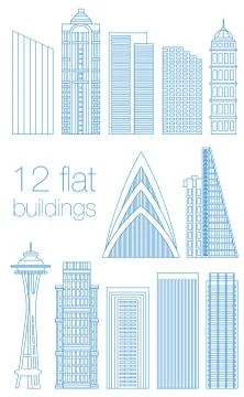 Set flat building city Stock Illustration