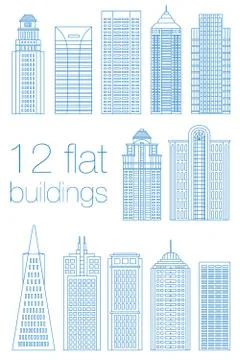 Set flat building city Stock Illustration