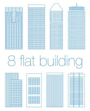 Set flat building city Stock Illustration