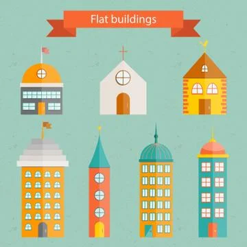Set of flat building icons Stock Illustration