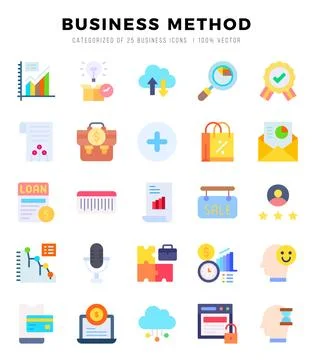 Set of Flat Business Method Icons. Flat art icon. Vector illustration Stock Illustration