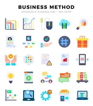 Set of Flat Business Method Icons. Flat art icon. Vector illustration Stock Illustration