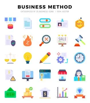Set of Flat Business Method Icons. Flat art icon. Vector illustration Stock Illustration