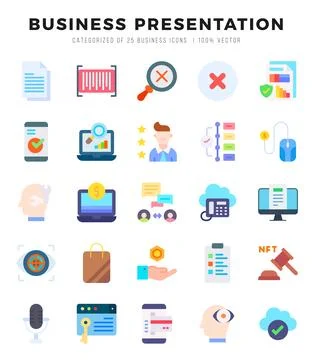Set of Flat Business Presentation Icons. Flat art icon. Vector illustration Stock Illustration