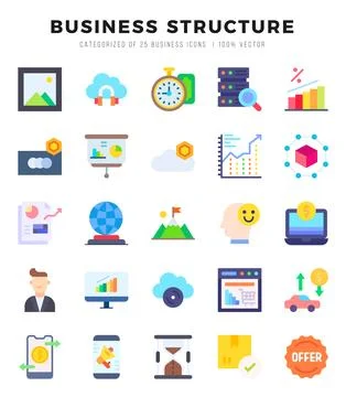 Set of Flat Business Structure Icons. Flat art icon. Vector illustration Stock Illustration