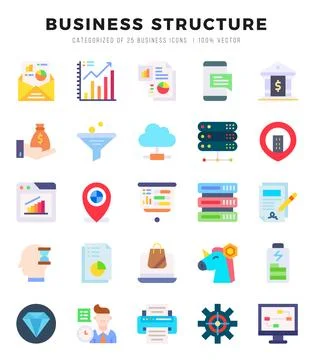 Set of Flat Business Structure Icons. Flat art icon. Vector illustration Stock Illustration