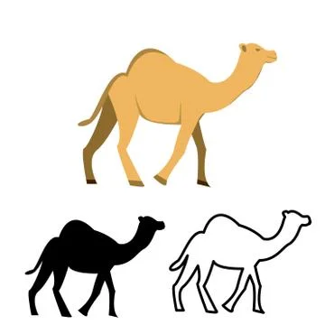 Set of flat camel icon Stock Illustration