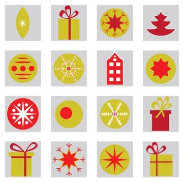 Set of flat Christmas icons Stock Illustration