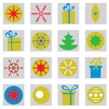 Set of flat Christmas icons Stock Illustration