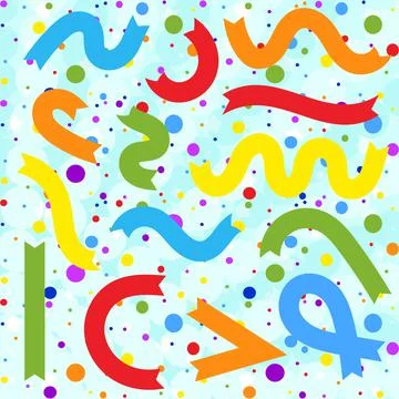 Set of flat colored isolated ribbons. Suitable for design. Stock Illustration