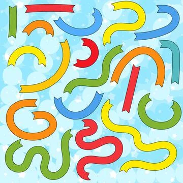 Set of flat colored isolated ribbons. Suitable for design. Stock Illustration