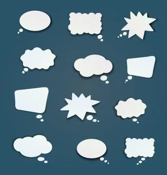 A set of flat comic bubbles. Stock Illustration