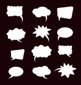 A set of flat comic bubbles. Stock Illustration