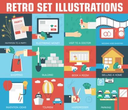 Set of flat communication concepts illustrations. Vector backgro Stock Illustration