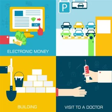 Set of flat communication concepts illustrations. Vector backgro Stock Illustration