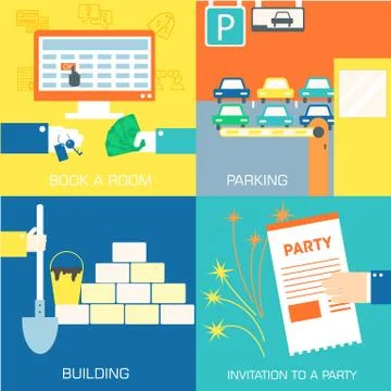 Set of flat communication concepts illustrations. Vector backgro Stock Illustration