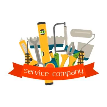 Set of flat construction tools vector Stock Illustration