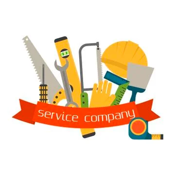 Set of flat construction tools vector Stock Illustration