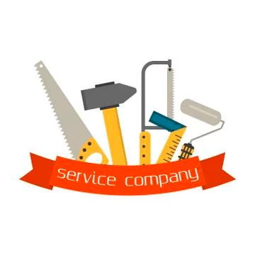 Set of flat construction tools vector Stock Illustration