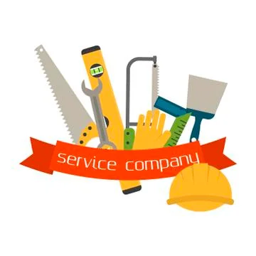 Set of flat construction tools vector Stock Illustration