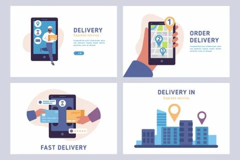 Set of flat design colorful vector illustration for delivery service Illustrazione stock