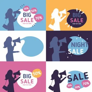 Set of flat design concept banners for woman big sales Stock Illustration