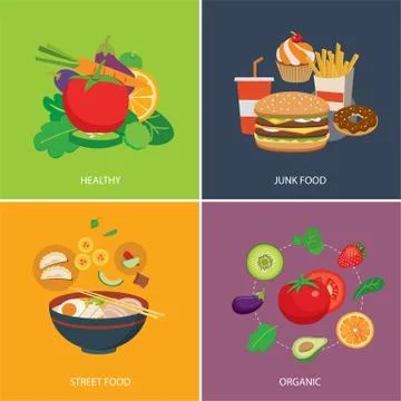 Set of flat design concept  for food Stock Illustration