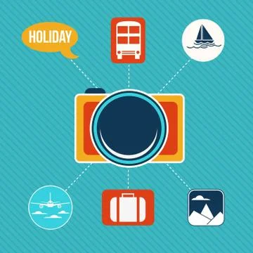 Set of flat design concept icons for holiday and travel Stock Illustration